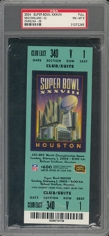 2004 Super Bowl XXXVIII Full Ticket, Green Variation - PSA NM-MT 8
